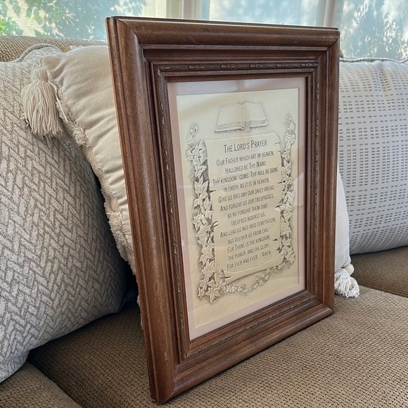 Vintage Brown Framed Lord's Prayer Wall Art - Picture 8 of 11